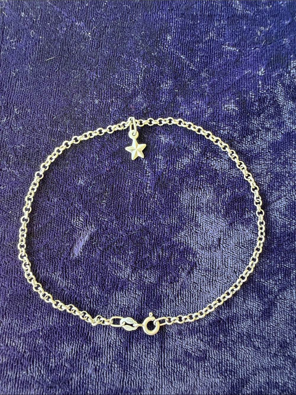 925 sterling silver ankle bracelet anklet with a star 10” long